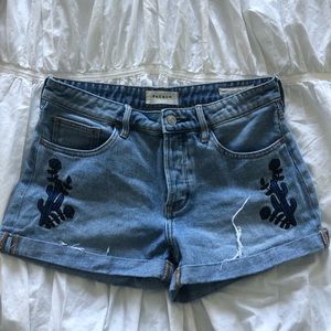 PACSUN Girlfriend Denim Cactus Shorts